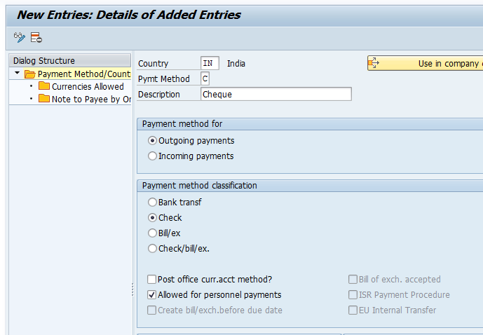 Payment Methods in country