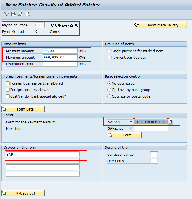 Payment Methods in Company Code